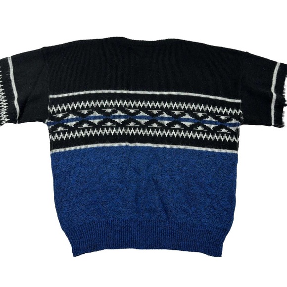 Sweater Graphix Sweater Mens XL Pullover Acrylic Vintage 90s Black Blue - Picture 2 of 7